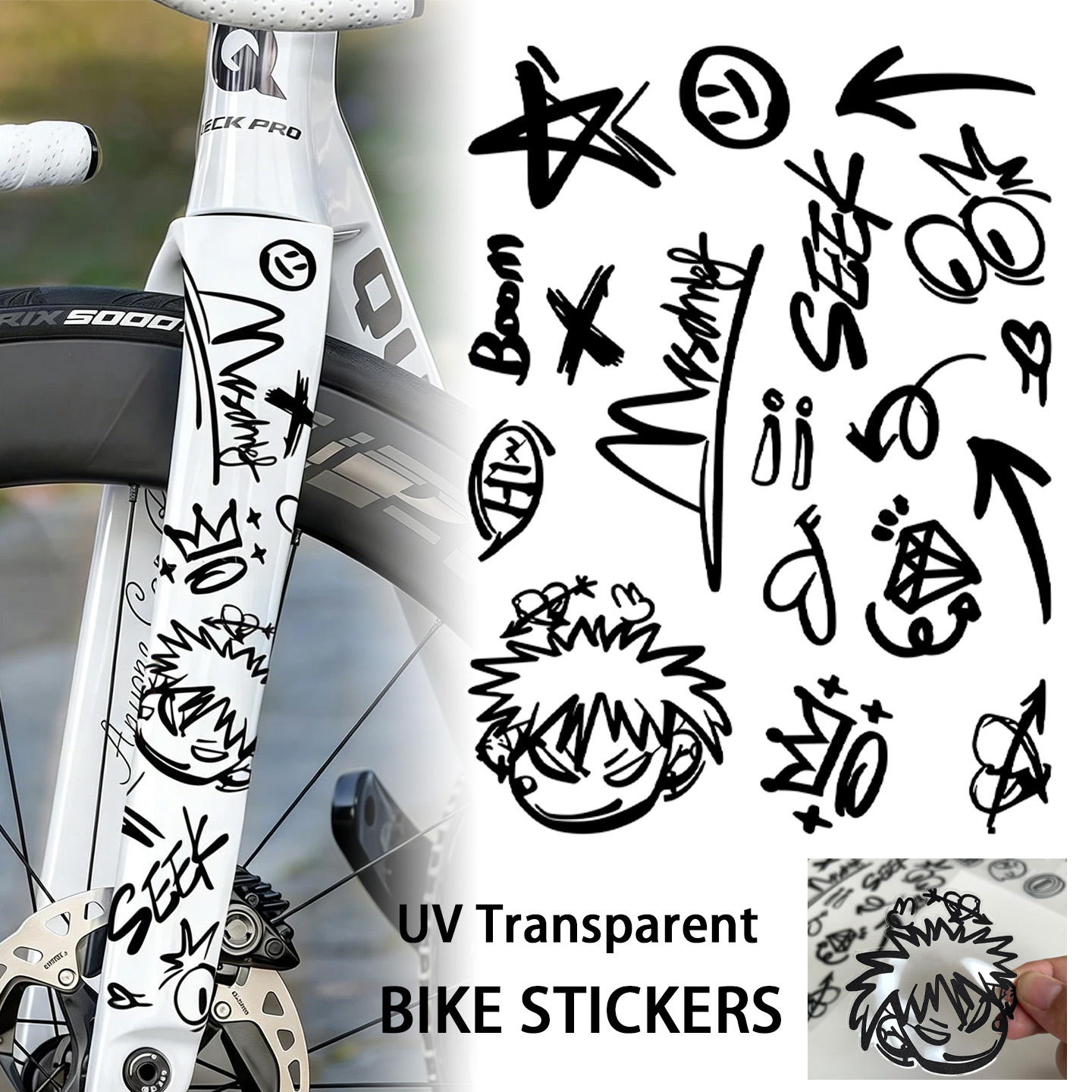 Mountain Biking Helmet - УФ-прозрачные граффити-наклейки для велосипедов: для верхней